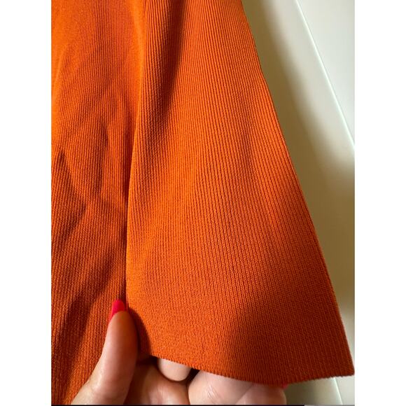 Vintage EUC Cyrus Rust Orange Criss Cross Knit Ribbed Sweater Flattering - Picture 9 of 14